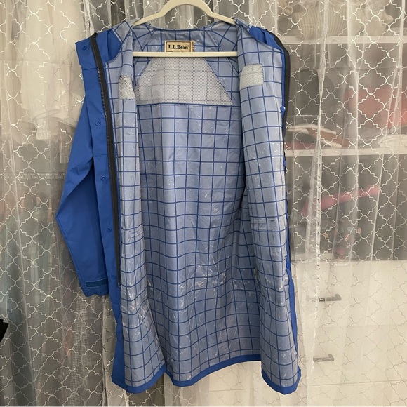 L.L. Bean Women’s Classic Long Raincoat Large Blue - Picture 3 of 7